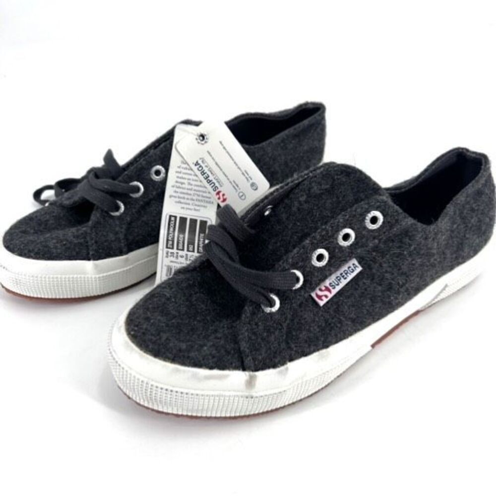 NWT Superga Unisex Wool Blend Lace Up Low Top Sneaker Shoes Charcoal Gray Size 6